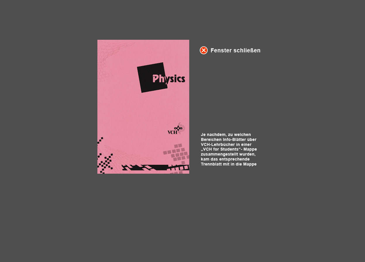 Gro&szlig;e Abbildung Trennblatt Physics f&uuml;r die "VCH for Students"-Mappe