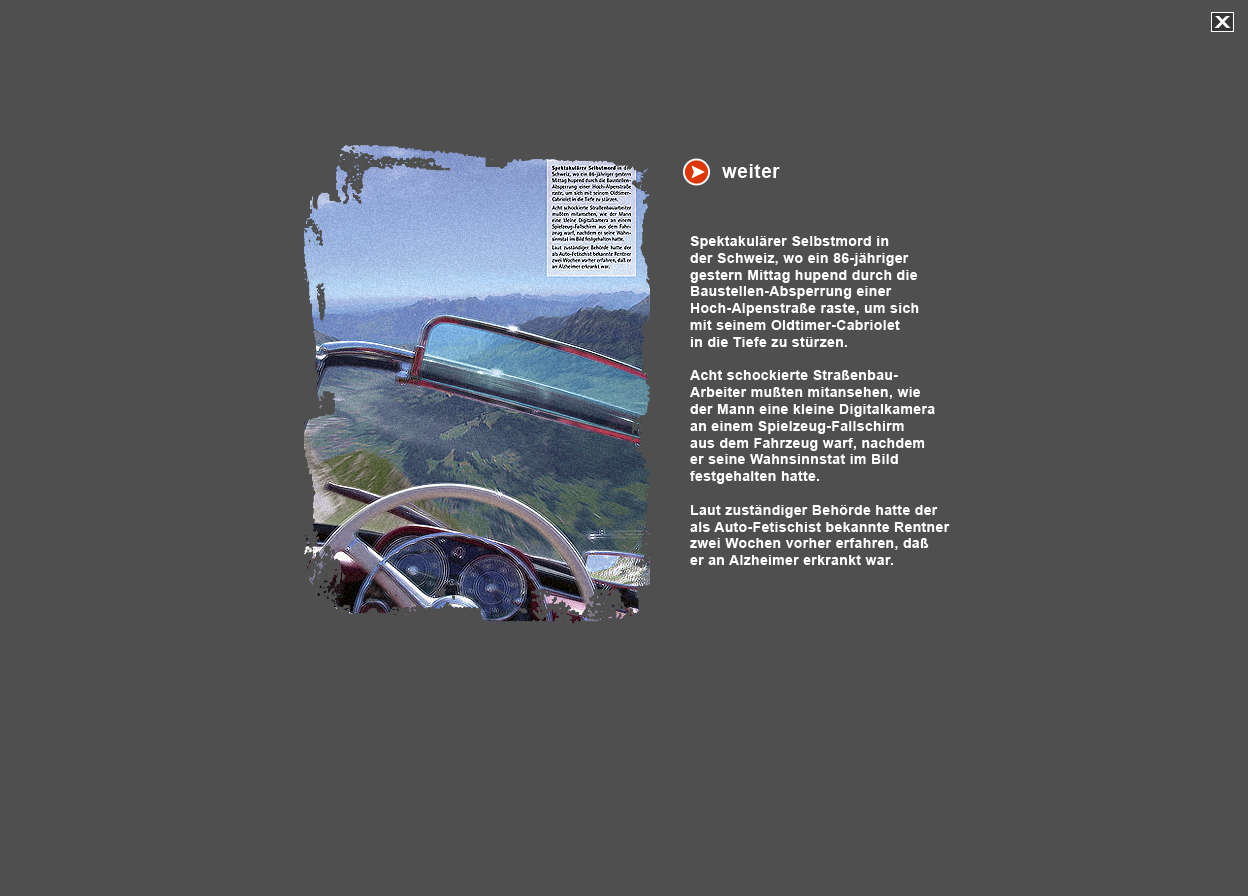 Gro&szlig;e Abbildung Digital-Montage "Spektakul&auml;rer Selbstmord"