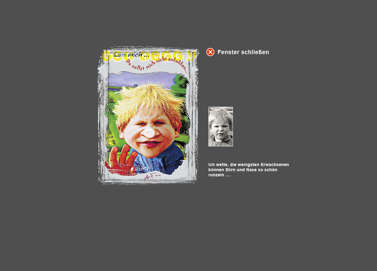 Gro&szlig;e Abbildung E-Malerei "Geh wegg !! Lass mich ..." und kleine Abbildung vom zugrunde liegenden Original-Foto