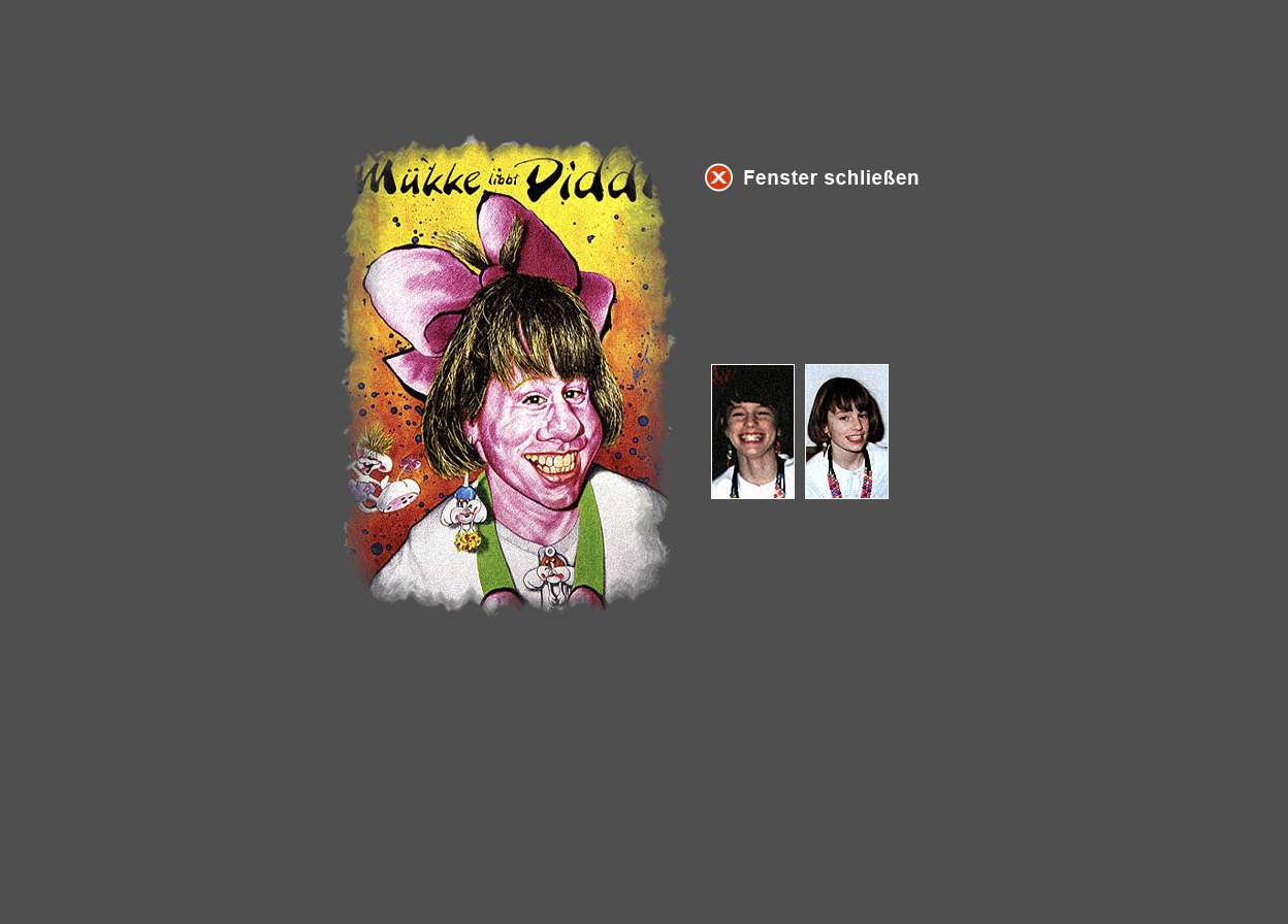 Gro&szlig;e Abbildung Mischtechnik-Bild "M&uuml;cke libbt Diddl" und kleine Abbildungen der zwei zugrunde liegenden Original-Fotos