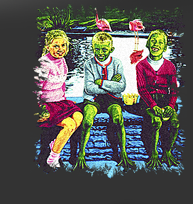 Gr&ouml;&szlig;ere Abbildung Ausschnitt Mischtechnik-Bild "Frosch-K&ouml;nig"