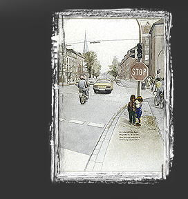 Gr&ouml;&szlig;ere Abbildung Aquarell "Nachbarskinder - Mutti"