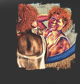 Gr&ouml;&szlig;ere Abbildung Ausschnitt Mischtechnik-Bild "Spieglein Spieglein"