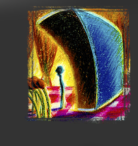 Gr&ouml;&szlig;ere Abbildung Colorierter Linolschnitt "Die Streichh&ouml;zer"