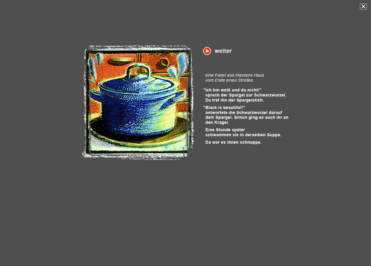 Gro&szlig;e Abbildung Colorierter Linolschnitt " Kochtopf"