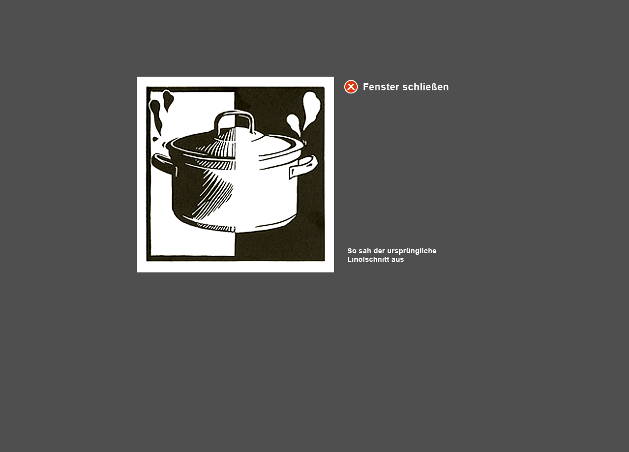 Gro&szlig;e Abbildung Original-Linolschnitt "Kochtopf"