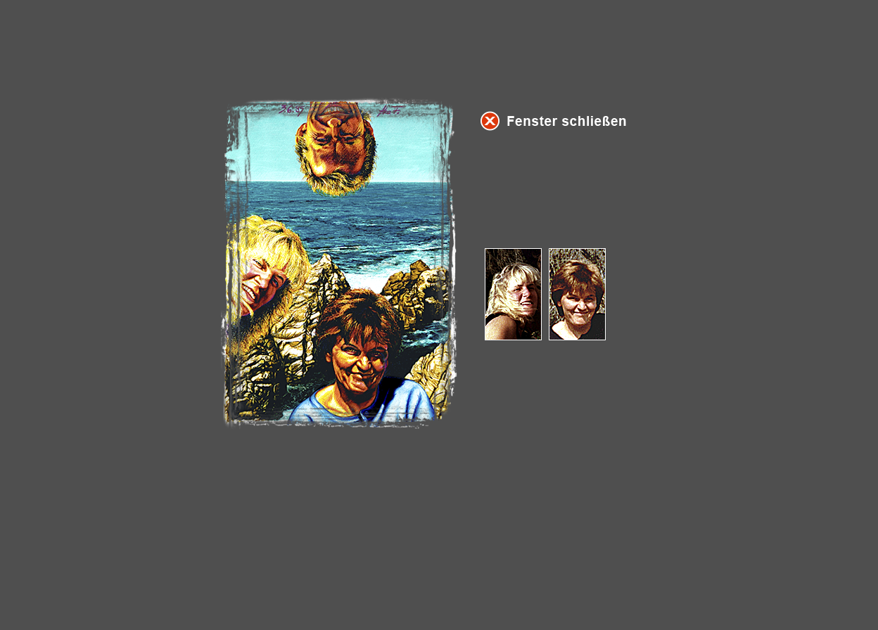 Gro&szlig;e Abbildung Mischtechnik-Bild "Gro&szlig;e Freiheit" und kleine Abbildungen der zwei zugrunde liegenden Original-Fotos