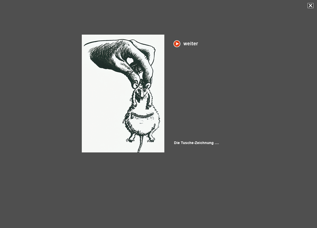 Gro&szlig;e Abbildung Ausschnitt Tusche-Zeichnung "Beutelratte"