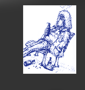 Gr&ouml;&szlig;ere Abbildung Ausschnitt Tusche-Zeichnung "Betrunkener Student"