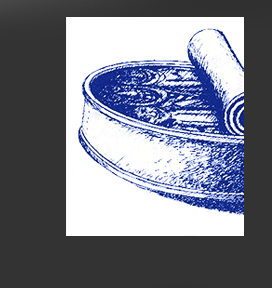 Gr&ouml;&szlig;ere Abbildung Ausschnitt Tusche-Zeichnung "Familie in Konservendose"