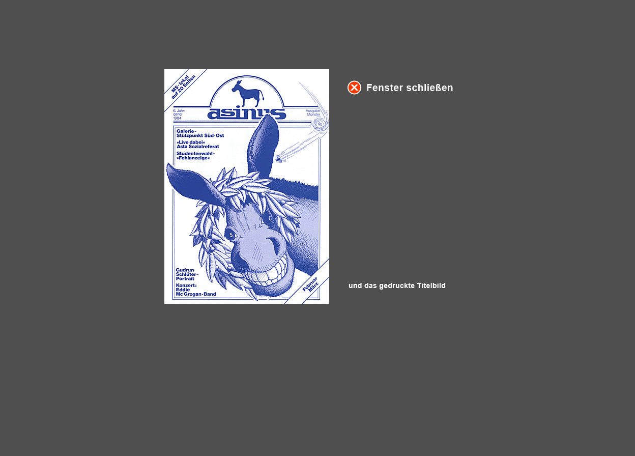 Gro&szlig;e Abbildung Titelbild "asinus" mit Eselskopf im Lorbeerkranz