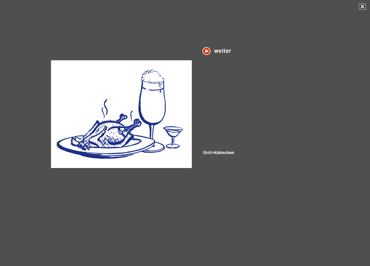 Komplette Abbildung Tusche-Zeichnung "gegrilltes H&auml;hnchen"